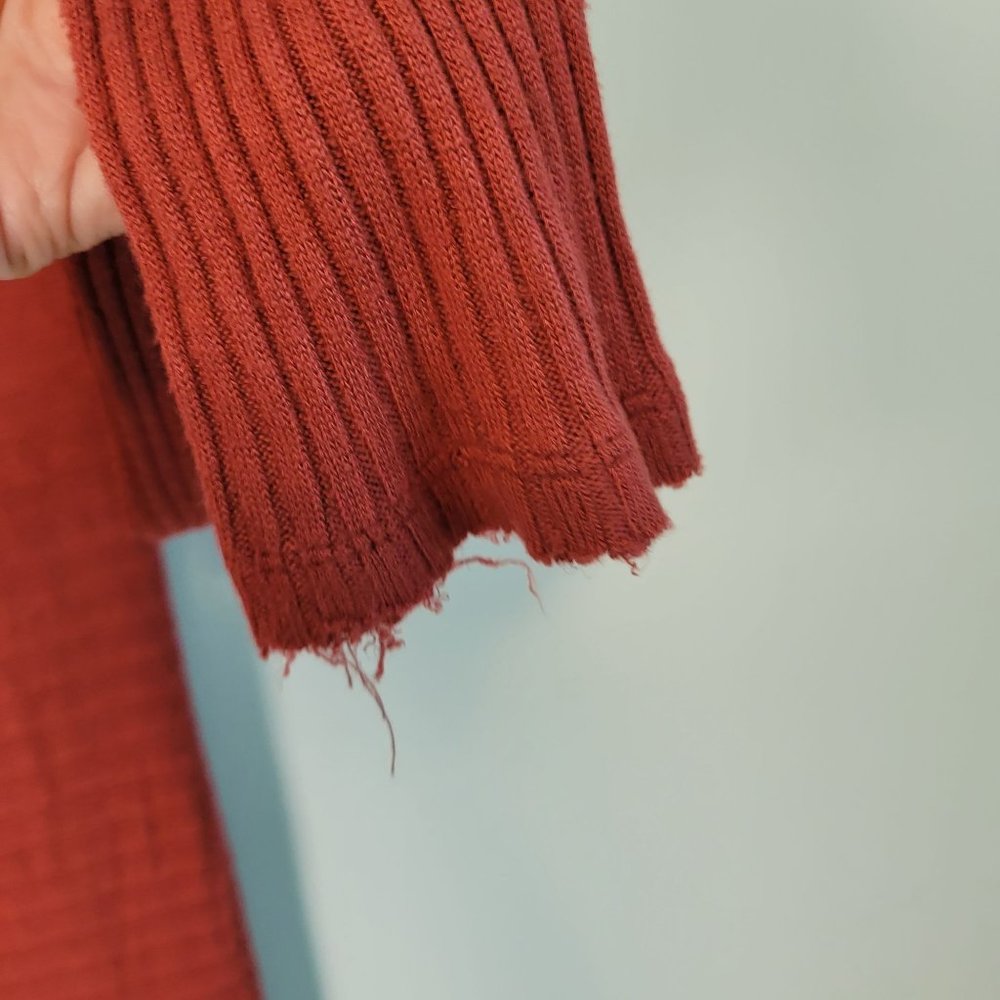 Free People Lover Rib Split Back Knit Sweater Rust Size S - Picture 7 of 10